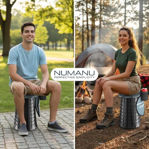 مقعد NUMANU XXL Lite قابل للطي، وسادة 3 في 1 + حقيبة، 880 رطلاً، دائري | مقعد كبير وطويل خفيف الوزن بوزن 3 أرطال، تصغير 2.5-19.7 بوصة، حقيبة وسادة 3 في 1 + حامل مشروبات؛ السفر والرياضة والتخييم in Kuwait