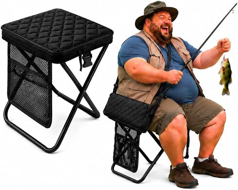 16'' Foldable Backpack Stool,Heavy Duty 350LBS Collapsible Camping Chair, Compact Pocket Size Collapsible Stool for Fishing,Hiking, Travel and Outdoor Activities in Saudi Arabia
