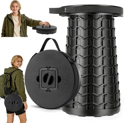 20.3“Collapsible Stool for Adults Heavy Duty 1000lbs Load Capacity Folding Stool Wider Seat&Taller Height Portable Seat Telescoping Chair for Camping, Parade, Sporting Event, Campfire Party in Saudi Arabia