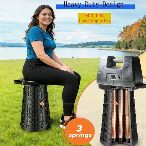 20.3“Collapsible Stool for Adults Heavy Duty 1000lbs Load Capacity Folding Stool Wider Seat&Taller Height Portable Seat Telescoping Chair for Camping, Parade, Sporting Event, Campfire Party in Saudi Arabia