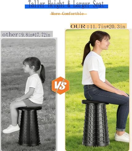 20.3“Collapsible Stool for Adults Heavy Duty 1000lbs Load Capacity Folding Stool Wider Seat&Taller Height Portable Seat Telescoping Chair for Camping, Parade, Sporting Event, Campfire Party in Saudi Arabia