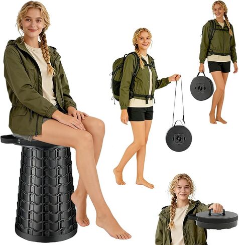 20.3“Collapsible Stool for Adults Heavy Duty 1000lbs Load Capacity Folding Stool Wider Seat&Taller Height Portable Seat Telescoping Chair for Camping, Parade, Sporting Event, Campfire Party in Saudi Arabia