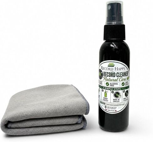 Vinyl Record Cleaning Kit Natural Cleaner & Microfiber Glove Set for LPs | Made in USA formula designed for deep groove album care and record dust removal, with an anti-static microfiber cloth glove in Saudi Arabia