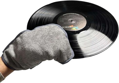 Vinyl Record Cleaning Kit Natural Cleaner & Microfiber Glove Set for LPs | Made in USA formula designed for deep groove album care and record dust removal, with an anti-static microfiber cloth glove in Saudi Arabia