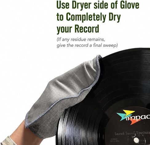 Vinyl Record Cleaning Kit Natural Cleaner & Microfiber Glove Set for LPs | Made in USA formula designed for deep groove album care and record dust removal, with an anti-static microfiber cloth glove in Saudi Arabia