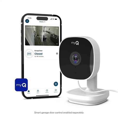 Chamberlain myQ Smart Indoor Security Camera – 1080p HD Video, Night Vision, Motion Detection, Wi-Fi, Two-Way Audio, Smartphone Control in Kuwait