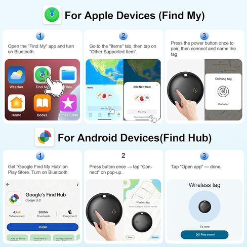 2026 Air Tags for Android-4 Pack,Dual System for iOS Find My & Android Find Hub,Replaceable Battery,Loud Ring,IP68 Waterproof,Smart Bluetooth Tracker for Keys,Luggage,Wallets in Saudi Arabia