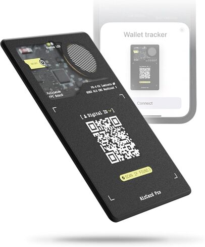 Rolling Square AirCard Pro - Apple Find My only – Bluetooth Tracker Card, Wireless Charging, Digital ID, Anti-Loss Wallet Tracker – Smart Locator, Black in Saudi Arabia