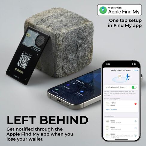 Rolling Square AirCard Pro - Apple Find My only – Bluetooth Tracker Card, Wireless Charging, Digital ID, Anti-Loss Wallet Tracker – Smart Locator, Black in Saudi Arabia