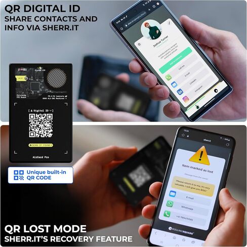 Rolling Square AirCard Pro - Apple Find My only – Bluetooth Tracker Card, Wireless Charging, Digital ID, Anti-Loss Wallet Tracker – Smart Locator, Black in Saudi Arabia