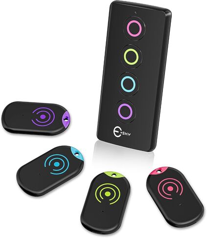 Esky Ultra Slim Key Finder Locator with 80dB Sound and 4 Receivers | Wireless Wallet Tracker and Item Locators Beeper Tags for Finding Key, TV Remote, Wallet, Pets and Phone, Gifts for Men in Saudi Arabia
