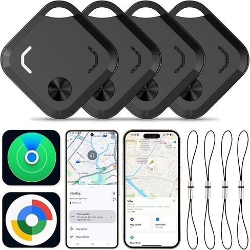 Reyke Dual-System Bluetooth Tracker Tags for Android & iOS, 4 Pack | Works with Apple Find My or Google Find Hub, Dual-System Bluetooth Item Finder for Keys, Luggage, Backpacks and Wallets in Kuwait