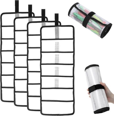4 Pcs Fishing Lure Wrap Set, 25" X 9" Durable Lure Bag 6 Pocket PVC Protective Cover Saltwater Hook Covers Fabric Lures Protector Trolling Lures Tackle Storage Bag in Saudi Arabia