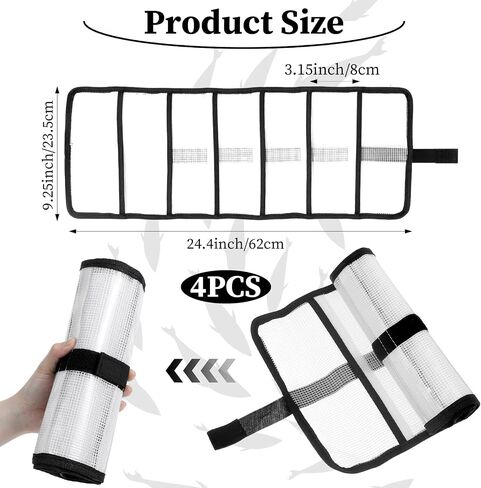 4 Pcs Fishing Lure Wrap Set, 25" X 9" Durable Lure Bag 6 Pocket PVC Protective Cover Saltwater Hook Covers Fabric Lures Protector Trolling Lures Tackle Storage Bag in Saudi Arabia