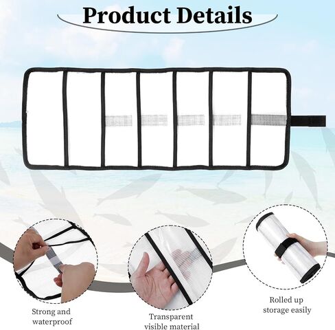4 Pcs Fishing Lure Wrap Set, 25" X 9" Durable Lure Bag 6 Pocket PVC Protective Cover Saltwater Hook Covers Fabric Lures Protector Trolling Lures Tackle Storage Bag in Saudi Arabia