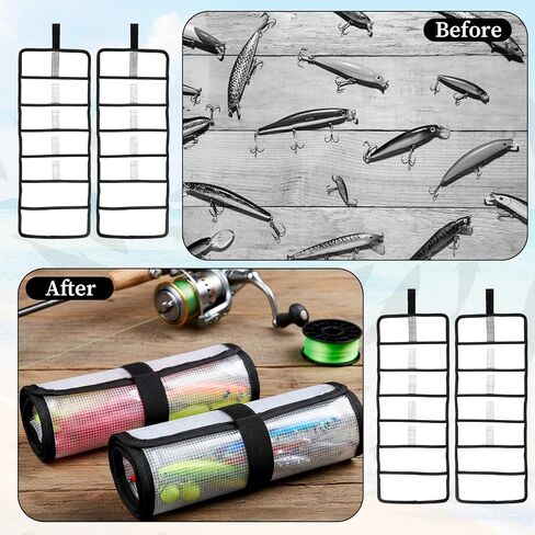 4 Pcs Fishing Lure Wrap Set, 25" X 9" Durable Lure Bag 6 Pocket PVC Protective Cover Saltwater Hook Covers Fabric Lures Protector Trolling Lures Tackle Storage Bag in Saudi Arabia
