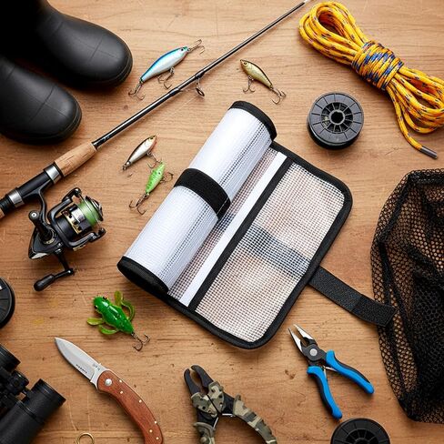 4 Pcs Fishing Lure Wrap Set, 25" X 9" Durable Lure Bag 6 Pocket PVC Protective Cover Saltwater Hook Covers Fabric Lures Protector Trolling Lures Tackle Storage Bag in Saudi Arabia