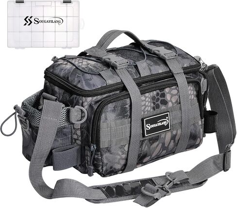 Sougayilang Fishing Tackle Bags - Fishing Tackle Storage Bags for Saltwater or Freshwater Fishing Gear - Padded Shoulder Strap - Tackle Box Bag Fishing Bag(Grey) in Saudi Arabia