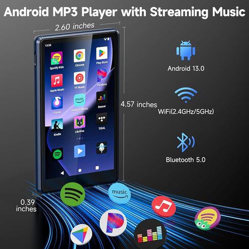 160GB MP4 MP3 Player with Bluetooth and WiFi, Spotify for Kids | 4.5" Touchscreen, Parental Controls Android MP4 Player with Amazon Music, YouTube, Pandora, Audible, Support 1TB MicroSD Card in Saudi Arabia