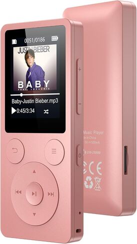 32GB MP3 Player with Bluetooth 5.3, Speaker, Simple Physical Buttons | Portable Music Player with FM Radio, 1.8 inch Screen, 40 Hour Battery Life, Voice Recorder, Supports 128GB Micro SD Card in Saudi Arabia