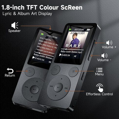 64GB MP3 Player with Bluetooth 5.3, Speaker & Physical Buttons | 40H Playback, HiFi Sound, Equalizer, Voice Recorder, FM Radio, A-B Repeat, Lightweight 1.3 Oz, Supports128GB microSD Card in Saudi Arabia