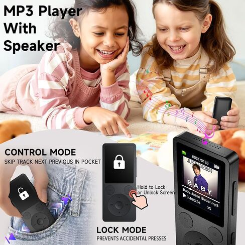 64GB MP3 Player with Bluetooth 5.3, Speaker & Physical Buttons | 40H Playback, HiFi Sound, Equalizer, Voice Recorder, FM Radio, A-B Repeat, Lightweight 1.3 Oz, Supports128GB microSD Card in Saudi Arabia