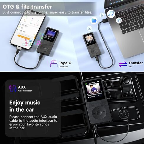 64GB MP3 Player with Bluetooth 5.3, Speaker & Physical Buttons | 40H Playback, HiFi Sound, Equalizer, Voice Recorder, FM Radio, A-B Repeat, Lightweight 1.3 Oz, Supports128GB microSD Card in Saudi Arabia