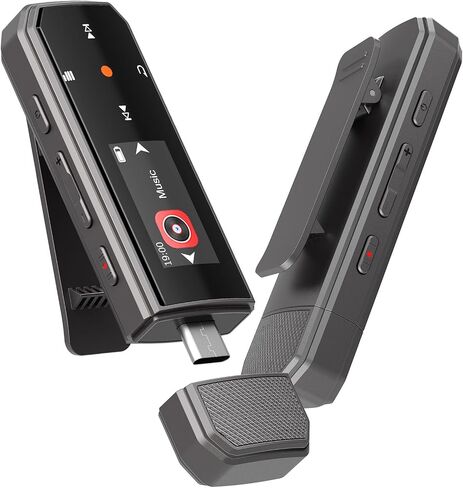 مشغل MP3 RUIZU سعة 32 جيجابايت USB-C مع بلوتوث 5.3 ومشبك للجري الرياضي | مشغل موسيقى محمول مع راديو FM، ومسجل صوت بزر واحد، وتكرار خلط الصوت الرقمي، ونقل ملفات الهاتف المحمول in Kuwait