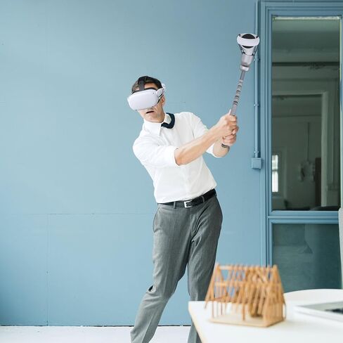 Weighted VR Golf Club Attachment for Meta/Oculus Quest 2 | Aluminum Quest 2 Golf Club Handle with Realistic Grip, Two Straps Included, Silver in Saudi Arabia