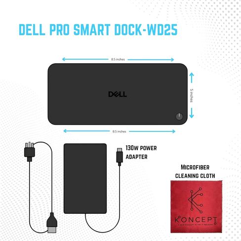 WD25 Dell Pro Dock USB-C Docking Station - 100W Power - 3 Year Warranty | HDMI 2.1 & DisplayPort 1.4, 2.5GbE Ethernet, USB-A & USB-C Ports, Fast Data Transfer & Power Delivery for USB-C Devices in Saudi Arabia