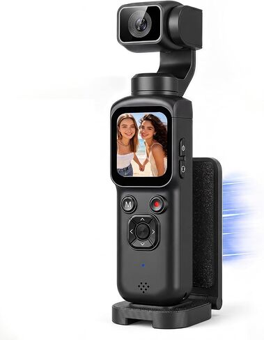 4K Vlogging Camera with Magnetic Mount, AI Face Tracking & WiFi | Face-Detection Tracking, one-touch front/selfie view, Type-C charging, webcam mode, and Class 10 cards up to 256GB in Saudi Arabia