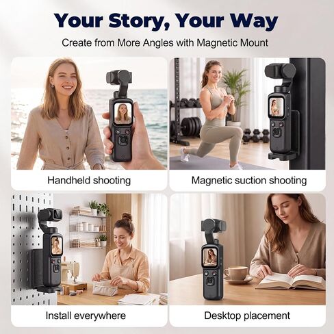 4K Vlogging Camera with Magnetic Mount, AI Face Tracking & WiFi | Face-Detection Tracking, one-touch front/selfie view, Type-C charging, webcam mode, and Class 10 cards up to 256GB in Saudi Arabia