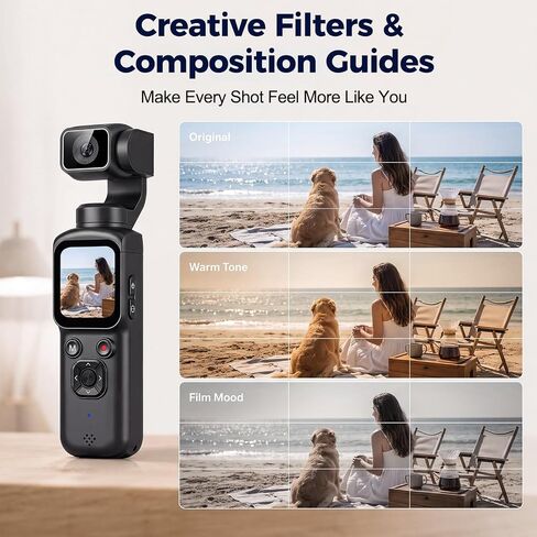4K Vlogging Camera with Magnetic Mount, AI Face Tracking & WiFi | Face-Detection Tracking, one-touch front/selfie view, Type-C charging, webcam mode, and Class 10 cards up to 256GB in Saudi Arabia