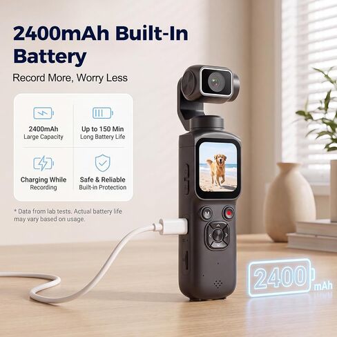 4K Vlogging Camera with Magnetic Mount, AI Face Tracking & WiFi | Face-Detection Tracking, one-touch front/selfie view, Type-C charging, webcam mode, and Class 10 cards up to 256GB in Saudi Arabia