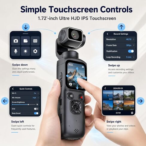4K Vlogging Camera with Magnetic Mount, AI Face Tracking & WiFi | Face-Detection Tracking, one-touch front/selfie view, Type-C charging, webcam mode, and Class 10 cards up to 256GB in Saudi Arabia