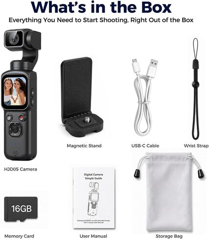 4K Vlogging Camera with Magnetic Mount, AI Face Tracking & WiFi | Face-Detection Tracking, one-touch front/selfie view, Type-C charging, webcam mode, and Class 10 cards up to 256GB in Saudi Arabia