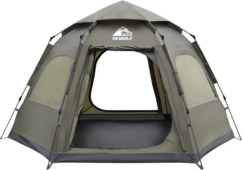 Hewolf 2/3/4 Person Camping Tent - Instant Pop Up Waterproof 2 Doors Tent with Easy Setup | 3-Season Hexagonal Dome Design for Family, Hiking & Traveling in Saudi Arabia