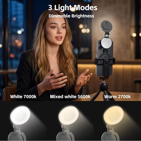 Magnetic Selfie Light for Phone,Phone Ring Light Selfies | Tri-Fold, As Lamp, 360° Foldable LED Selfie Light Compatible with iPhone Magsafe,Photography/TikTok/Zoom Calls/Video in Kuwait