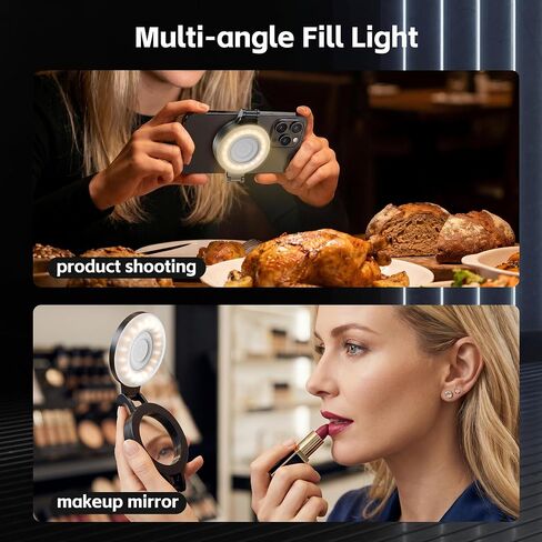 Magnetic Selfie Light for Phone,Phone Ring Light Selfies | Tri-Fold, As Lamp, 360° Foldable LED Selfie Light Compatible with iPhone Magsafe,Photography/TikTok/Zoom Calls/Video in Kuwait