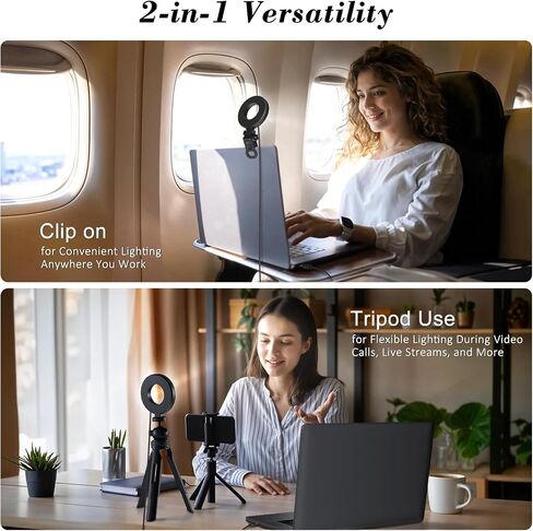 Ring Light with Tripod and Clamp, [3 Color, 5 Brightness & Timer] USB Plug Clip On Lights for Laptop Working Distance Learning Zoom Call Self Broadcasting Live Streaming Video Conference Lighting in Saudi Arabia