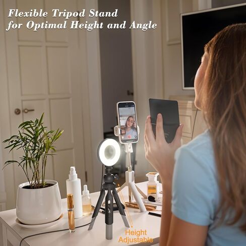 Ring Light with Tripod and Clamp, [3 Color, 5 Brightness & Timer] USB Plug Clip On Lights for Laptop Working Distance Learning Zoom Call Self Broadcasting Live Streaming Video Conference Lighting in Saudi Arabia