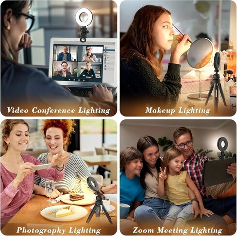Ring Light with Tripod and Clamp, [3 Color, 5 Brightness & Timer] USB Plug Clip On Lights for Laptop Working Distance Learning Zoom Call Self Broadcasting Live Streaming Video Conference Lighting in Saudi Arabia