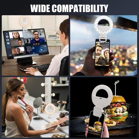 Diyife Selfie Ring Light, 60 LED Rechargeable Selfie Light for Phone | 360° Rotation 1000mAh 10 Level Brightness Portable Phone Clip on Light for Laptop, Makeup, Vlog, TikTok, Video Recording in Kuwait