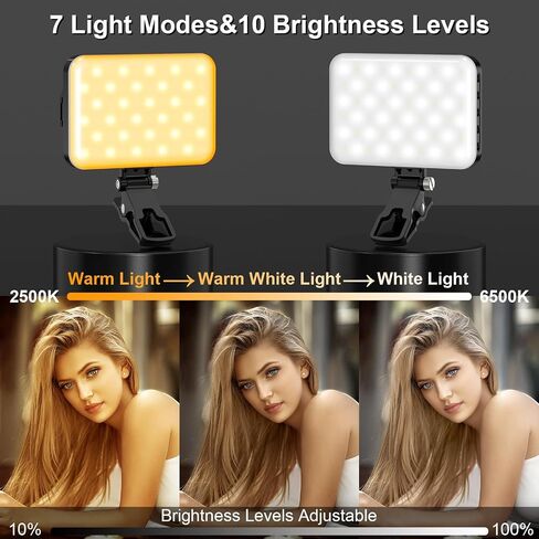 مصباح كاميرا LED هاجيبيس - إضاءة تصوير محمولة مع 60 مصباح LED، بطارية قابلة لإعادة الشحن 2200 مللي أمبير في الساعة، 7 أوضاع، سطوع 10 مستويات، مشبك إضاءة للهاتف/الكمبيوتر اللوحي/الكمبيوتر المحمول in Kuwait
