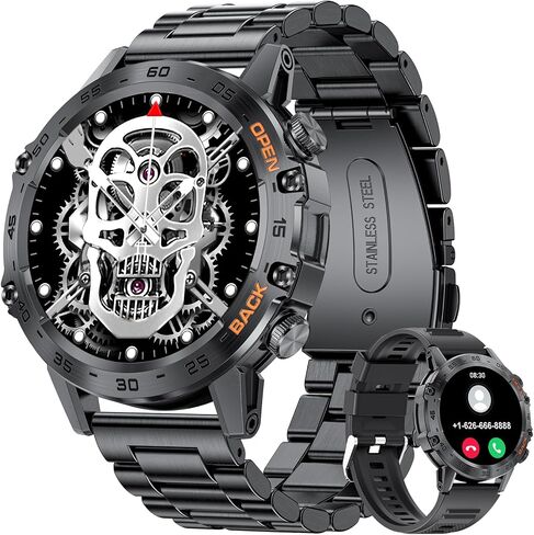 SUNKTA Military Smart Watch for Men(Answer/Dial Calls),100 Sports Modes, 5ATM Waterproof Fitness Watch with Heart Rate/SpO2/Blood Pressure for Android and iOS,1.39''HD DIY Screen Smartwatch Black in Saudi Arabia