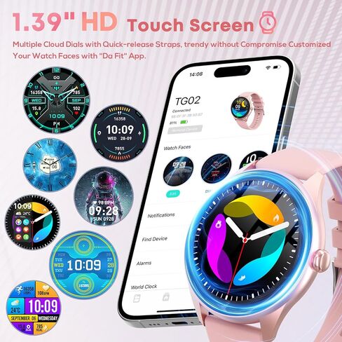 Smart Watch for Women, 1.39" HD Touchscreen Smartwatch with 120 Sports Modes, AI Voice Assistant, Heart Rate/Sleep Monitor, Bluetooth Call & Music Control Fitness Watch for iPhone/Android (Pink) in Saudi Arabia