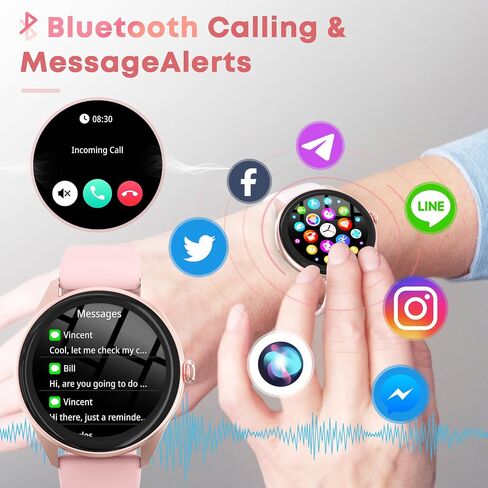 Smart Watch for Women, 1.39" HD Touchscreen Smartwatch with 120 Sports Modes, AI Voice Assistant, Heart Rate/Sleep Monitor, Bluetooth Call & Music Control Fitness Watch for iPhone/Android (Pink) in Saudi Arabia