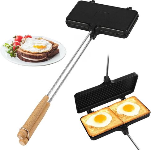Cast Iron Sandwich Maker, Campfire Cooking Equipment, Pie Maker, Pie Iron Suitable for Outdoor/Camping/Kitchen/Baking Sandwiches in Saudi Arabia