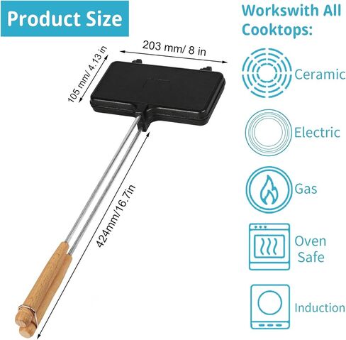 Cast Iron Sandwich Maker, Campfire Cooking Equipment, Pie Maker, Pie Iron Suitable for Outdoor/Camping/Kitchen/Baking Sandwiches in Saudi Arabia