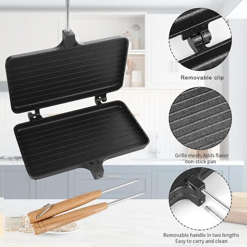Cast Iron Sandwich Maker, Campfire Cooking Equipment, Pie Maker, Pie Iron Suitable for Outdoor/Camping/Kitchen/Baking Sandwiches in Saudi Arabia